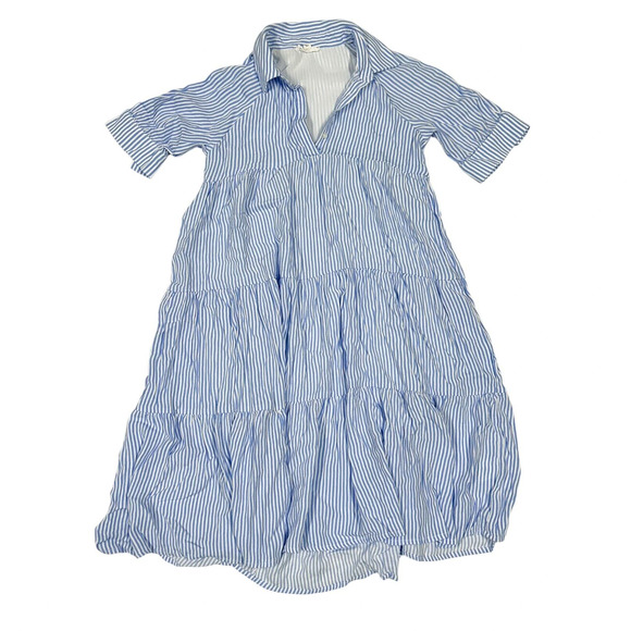 A Loves A Girls Shirt Dress Size Medium Striped Point Collar 3/4 Cuffed Sleeve - Picture 3 of 11
